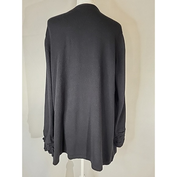 Women's Alfani 1X Soft Knit Cardigan Black Sheer Overlay Gathered Cuff - Picture 6 of 13